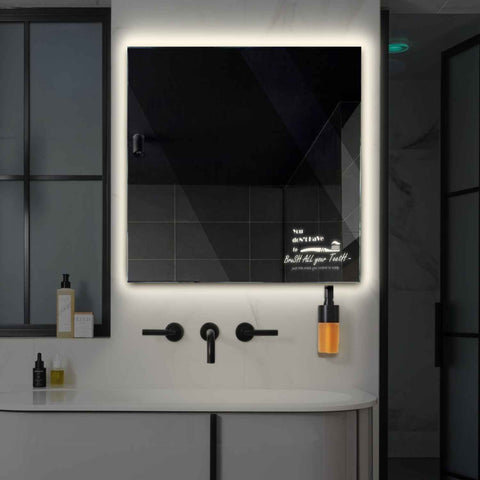 Specchio LED Quadrato | Controllo tramite interruttore a muro | Luce bianca neutra - Reyze Serie Motivated Modello 3