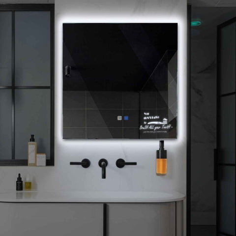Specchio LED Quadrato | Pulsanti touch | Funzione anti-appannamento | Luce bianca fredda - Reyze Serie Motivated Modello 3