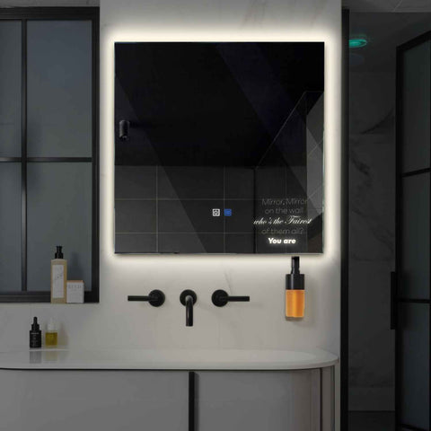 Specchio LED Quadrato | Pulsanti touch | Funzione anti-appannamento | Luce bianca neutra - Reyze Serie Motivated Modello 4