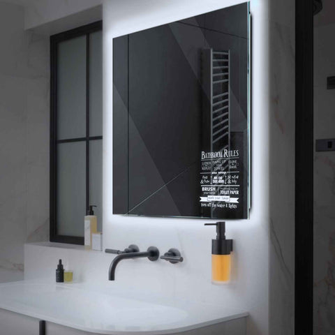 Specchio LED Quadrato | Controllo tramite interruttore a muro | Luce bianca fredda - Reyze Serie Motivated Modello 5