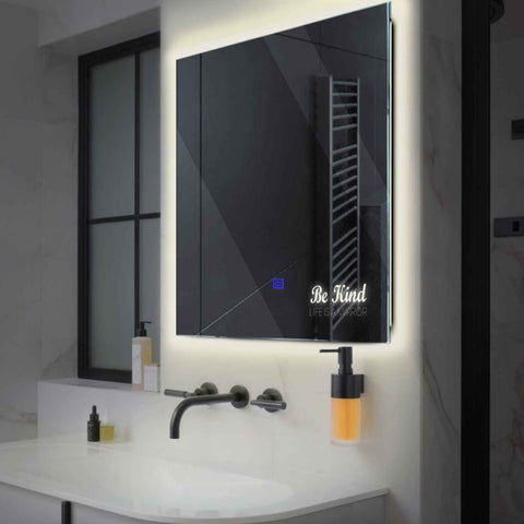 Specchio LED Quadrato | Pulsante touch | Luce bianca neutra - Reyze Serie Motivated Modello 6
