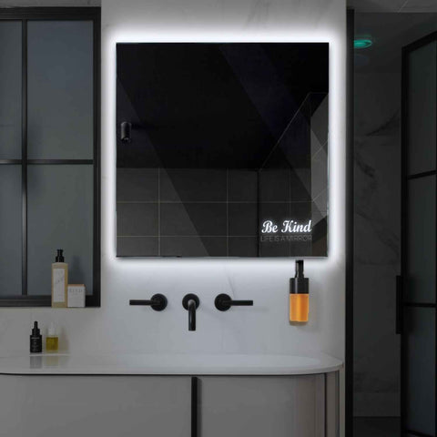 Specchio LED Quadrato | Controllo tramite interruttore a muro | Luce bianca fredda - Reyze Serie Motivated Modello 6
