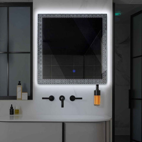 Specchio LED Quadrato | Pulsante touch | Luce bianca fredda - Reyze Serie Official Modello 1