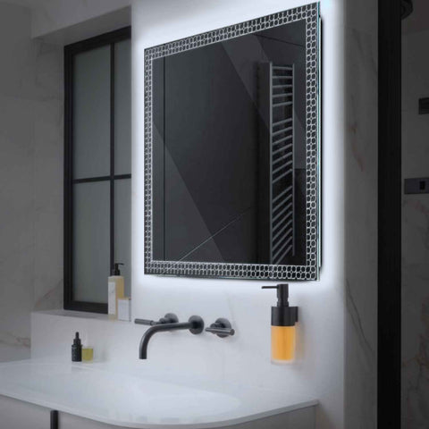 Specchio LED Quadrato | Controllo tramite interruttore a muro | Luce bianca fredda - Reyze Serie Official Modello 4