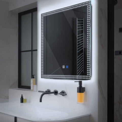 Specchio LED Quadrato | Pulsanti touch | Funzione anti-appannamento | Luce bianca fredda - Reyze Serie Official Modello 6