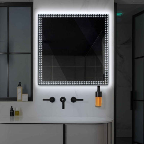 Specchio LED Quadrato | Controllo tramite interruttore a muro | Luce bianca fredda - Reyze Serie Official Modello 6
