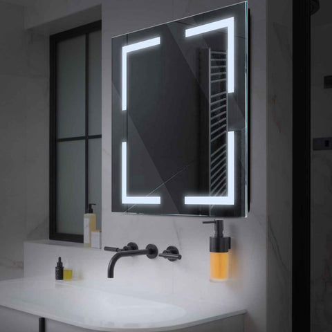 Specchio LED Quadrato | Controllo tramite interruttore a muro | Luce bianca fredda - Reyze Serie Salono Modello 2
