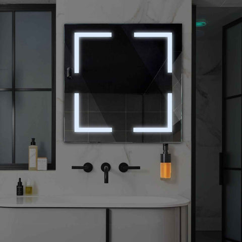 Specchio LED Quadrato | Controllo tramite interruttore a muro | Luce bianca fredda - Reyze Serie Salono Modello 2