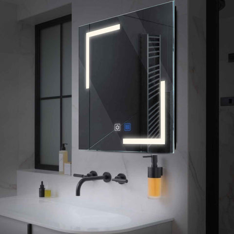 Specchio LED Quadrato | Pulsanti touch | Funzione anti-appannamento | Luce bianca neutra - Reyze Serie Salono Modello 3