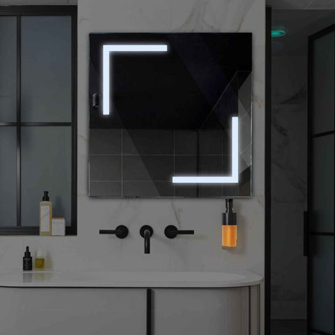 Specchio LED Quadrato | Controllo tramite interruttore a muro | Luce bianca fredda - Reyze Serie Salono Modello 3