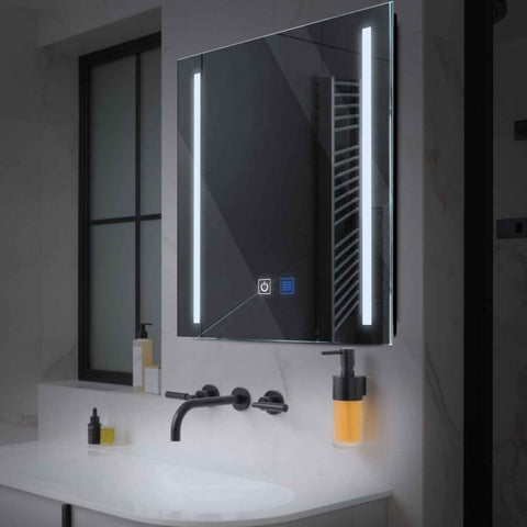 Specchio LED Quadrato | Pulsanti touch | Funzione anti-appannamento | Luce bianca fredda - Reyze Serie Salono Modello 5