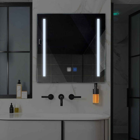 Specchio LED Quadrato | Pulsanti touch | Funzione anti-appannamento | Luce bianca fredda - Reyze Serie Salono Modello 5