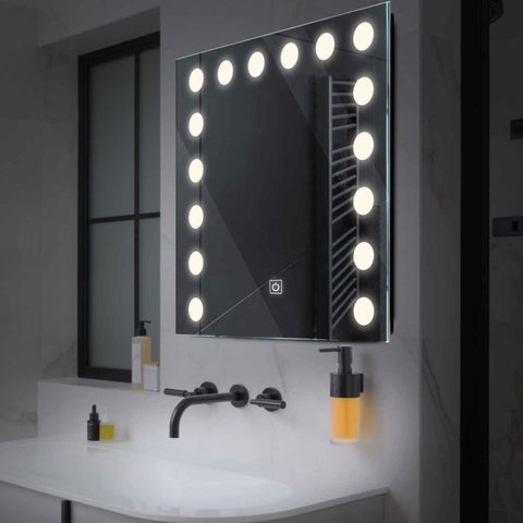 Specchio LED Quadrato | Pulsante touch | Luce bianca neutra - Reyze Serie Salono Modello 6