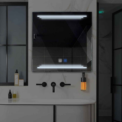 Specchio LED Quadrato | Pulsanti touch | Funzione anti-appannamento | Luce bianca fredda - Reyze Serie Salono Modello 7