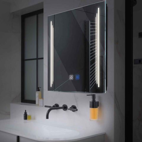 Specchio LED Quadrato | Pulsanti touch | Funzione anti-appannamento | Luce bianca neutra - Reyze Serie Salono Modello 8
