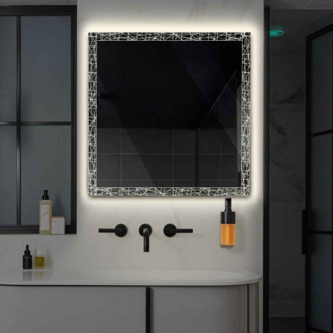 Specchio LED Quadrato | Controllo tramite interruttore a muro | Luce bianca neutra - Reyze Serie Simetria Modello 1