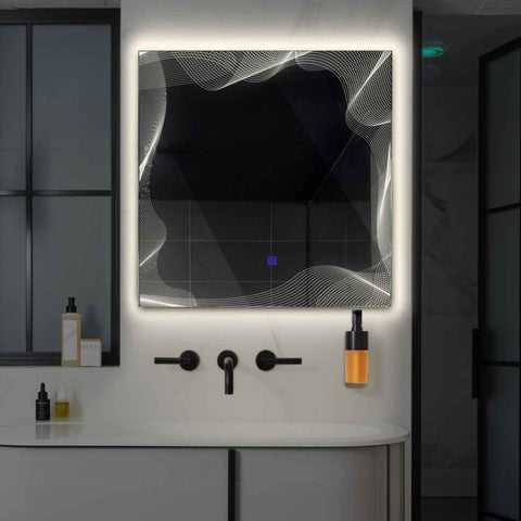Specchio LED Quadrato | Pulsante touch | Luce bianca neutra - Reyze Serie Simetria Modello 3