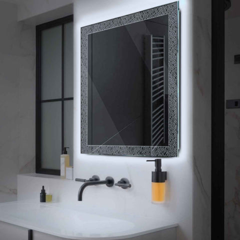 Specchio LED Quadrato | Controllo tramite interruttore a muro | Luce bianca fredda - Reyze Serie Simetria Modello 5
