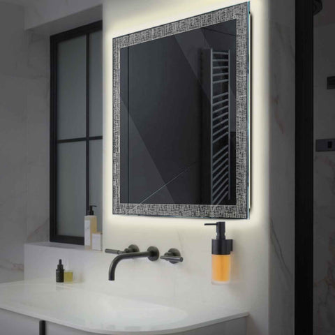Specchio LED Quadrato | Controllo tramite interruttore a muro | Luce bianca neutra - Reyze Serie Simetria Modello 6