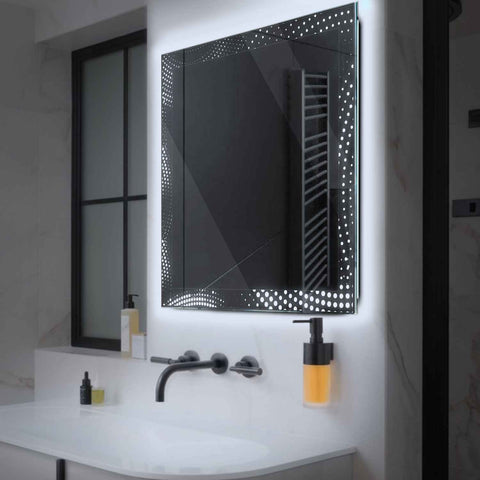 Specchio LED Quadrato | Controllo tramite interruttore a muro | Luce bianca fredda - Reyze Serie Simetria Modello 8