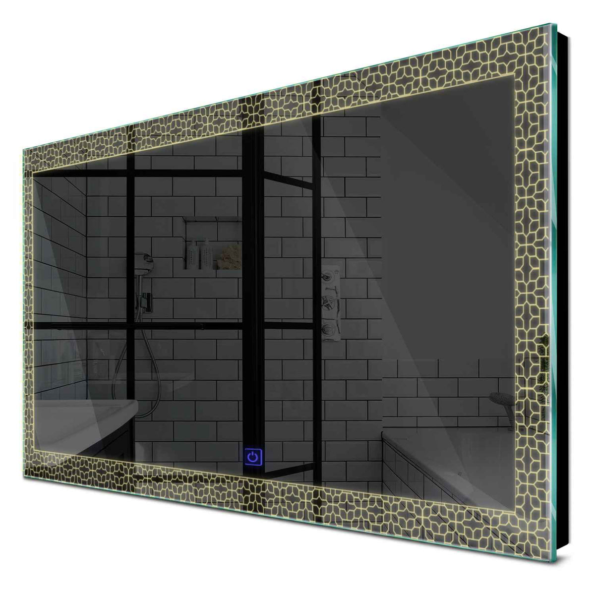 Specchio LED Rettangolare | Pulsante touch | Luce bianca calda - Reyze Serie Official Modello 1