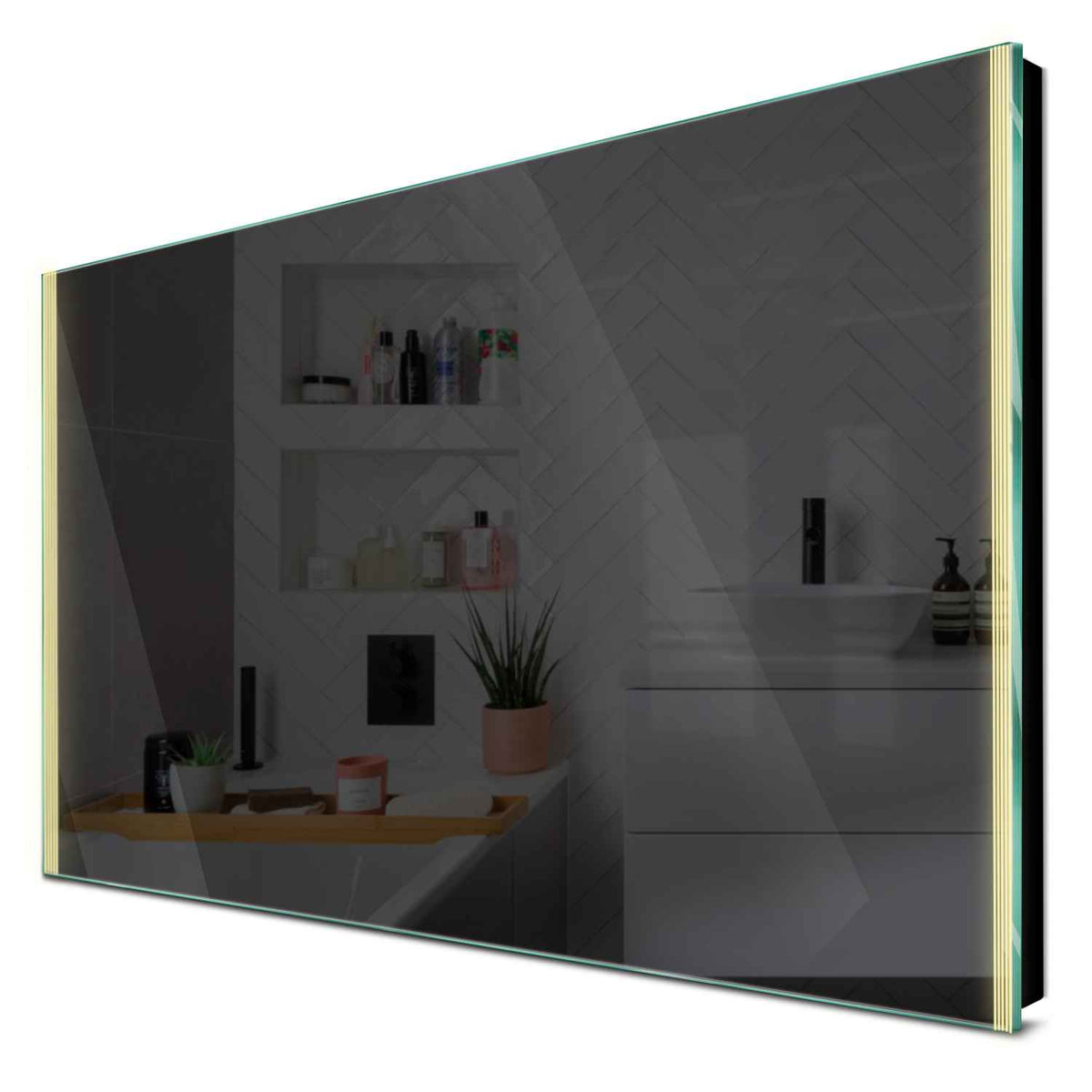 Specchio LED Rettangolare | Controllo tramite interruttore a muro | Luce bianca calda - Reyze Serie Edge Modello 7