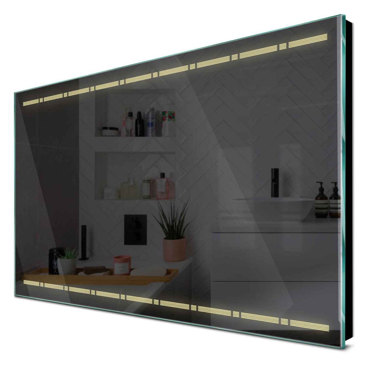 Specchio LED Rettangolare | Controllo tramite interruttore a muro | Luce bianca calda - Reyze Serie Minimal Modello 3