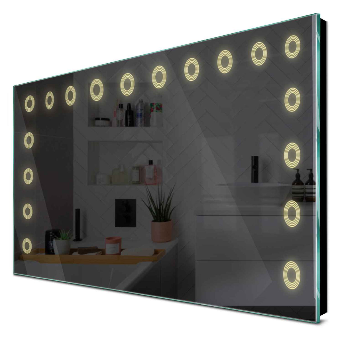 Specchio LED Rettangolare | Controllo tramite interruttore a muro | Luce bianca calda - Reyze Serie Minimal Modello 4