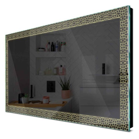 Specchio LED Rettangolare | Controllo tramite interruttore a muro | Luce bianca calda - Reyze Serie Official Modello 1