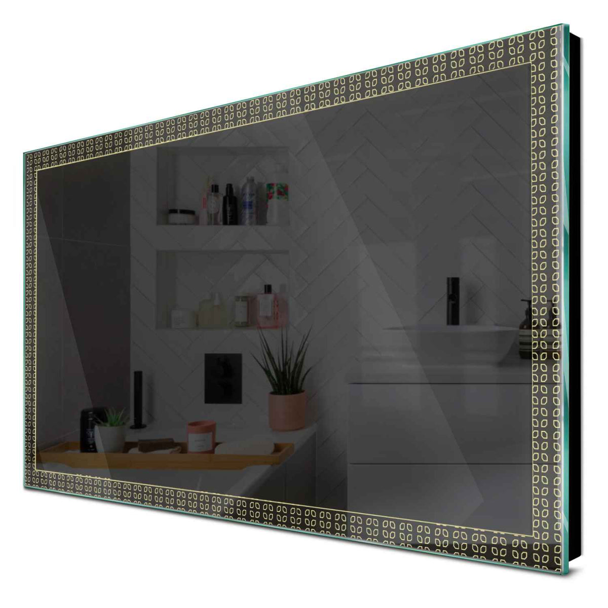 Specchio LED Rettangolare | Controllo tramite interruttore a muro | Luce bianca calda - Reyze Serie Official Modello 5