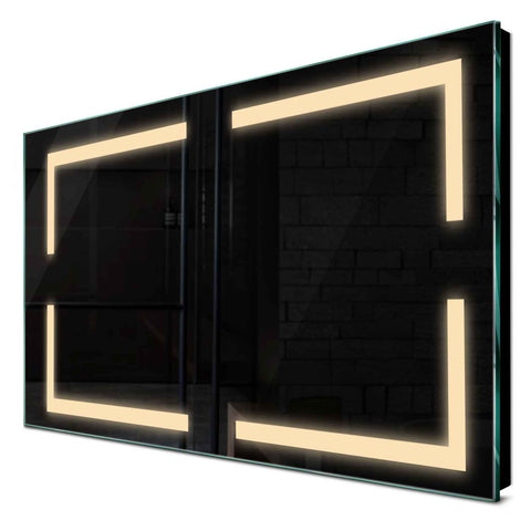 Specchio LED Rettangolare | Controllo tramite interruttore a muro | Luce bianca calda - Reyze Serie Salono Modello 2