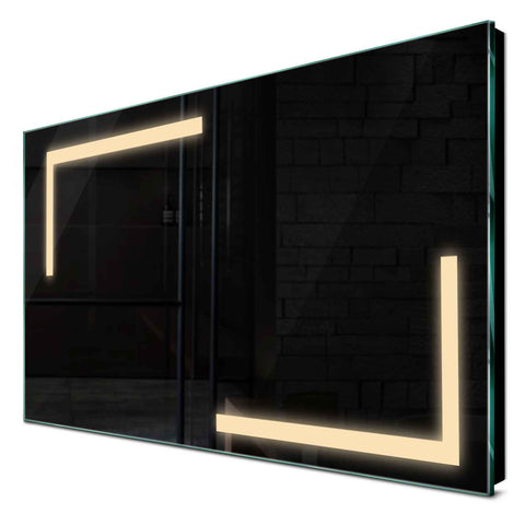 Specchio LED Rettangolare | Controllo tramite interruttore a muro | Luce bianca calda - Reyze Serie Salono Modello 3