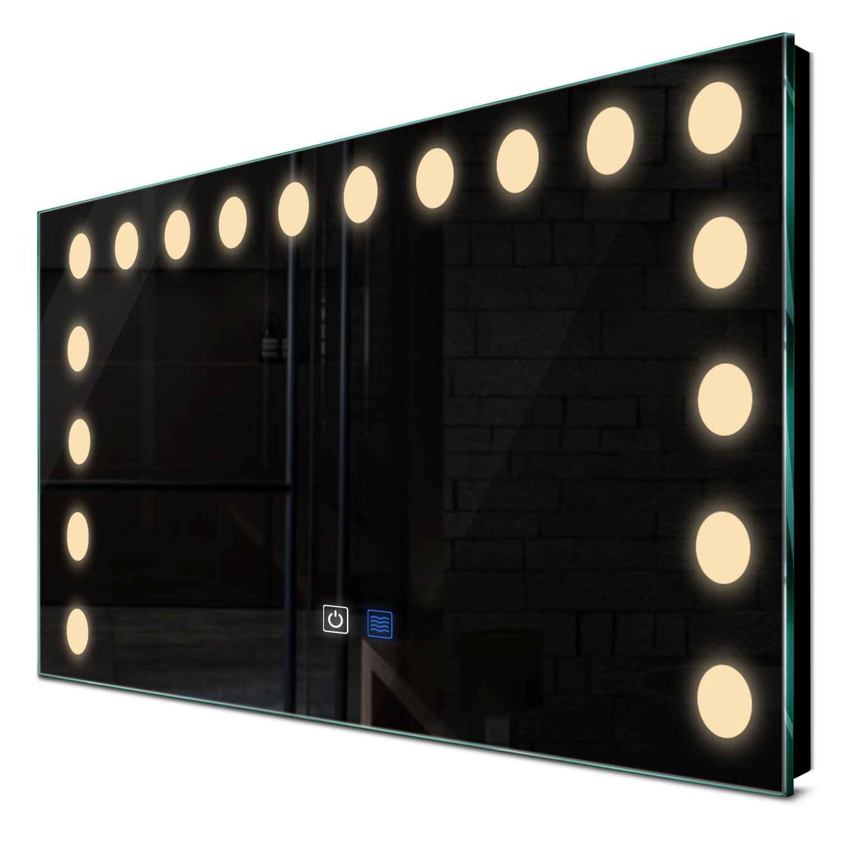 Specchio LED Rettangolare | Pulsanti touch | Funzione anti-appannamento | Luce bianca calda - Reyze Serie Salono Modello 6