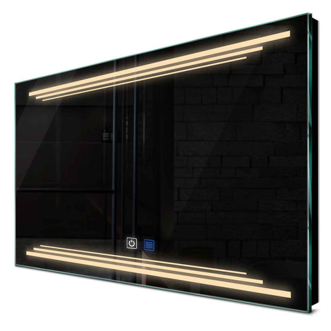 Specchio LED Rettangolare | Pulsanti touch | Funzione anti-appannamento | Luce bianca calda - Reyze Serie Salono Modello 7