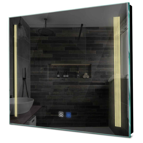 Specchio LED Quadrato | Pulsanti touch | Funzione anti-appannamento | Luce bianca calda - Reyze Serie Minimal Modello 7