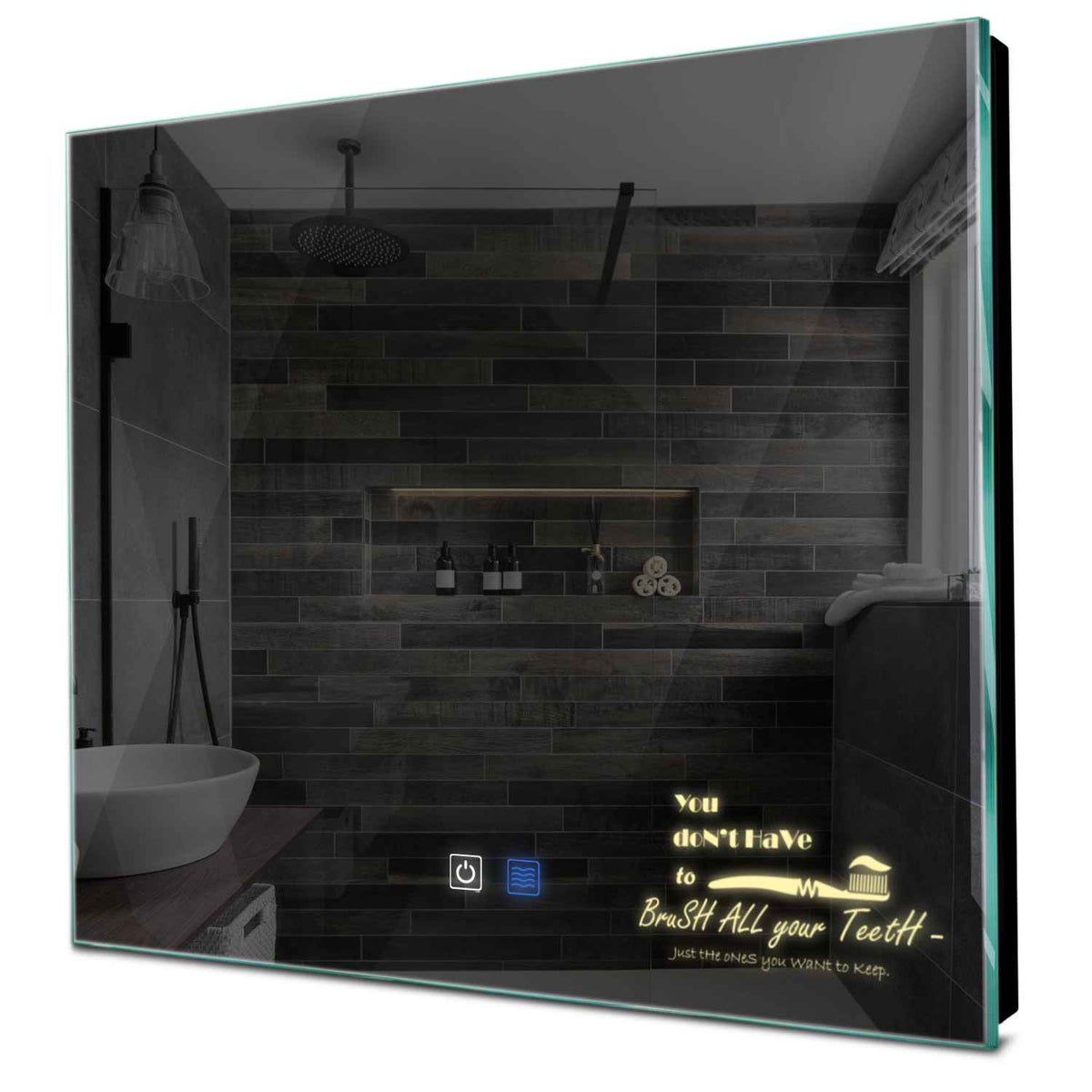 Specchio LED Quadrato | Pulsanti touch | Funzione anti-appannamento | Luce bianca calda - Reyze Serie Motivated Modello 3