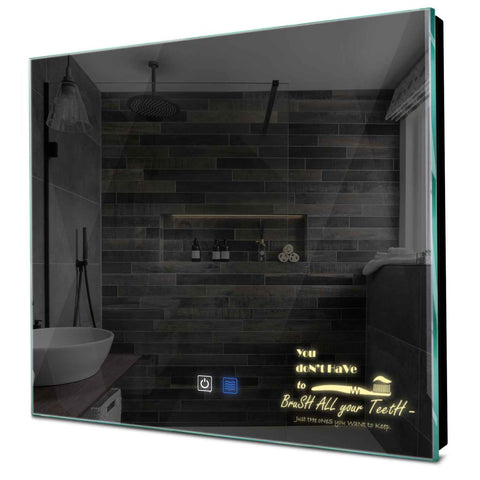 Specchio LED Quadrato | Pulsanti touch | Funzione anti-appannamento | Luce bianca calda - Reyze Serie Motivated Modello 3
