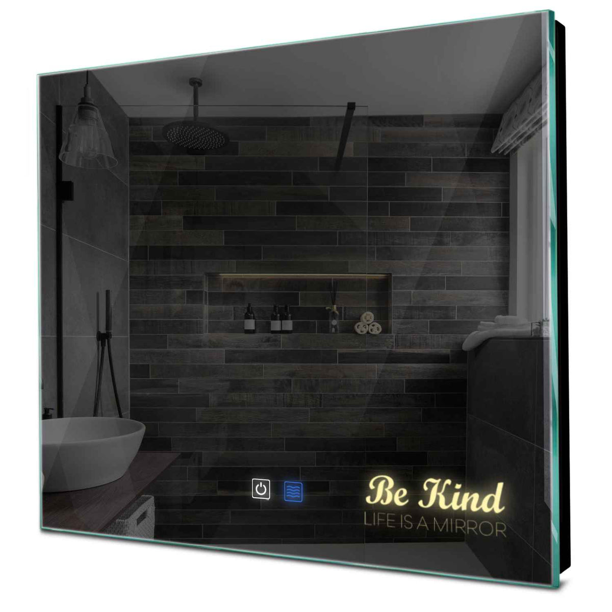 Specchio LED Quadrato | Pulsanti touch | Funzione anti-appannamento | Luce bianca calda - Reyze Serie Motivated Modello 6