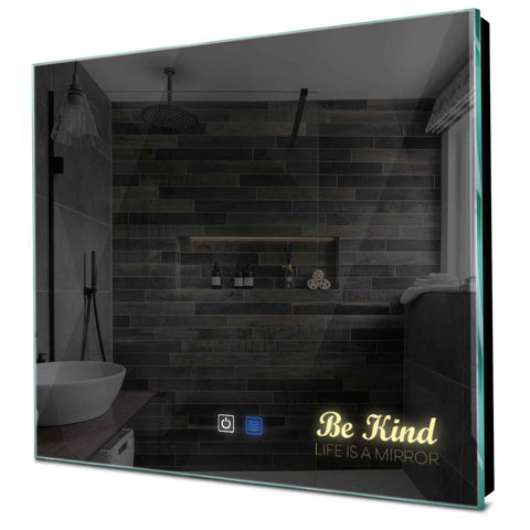 Specchio LED Quadrato | Pulsanti touch | Funzione anti-appannamento | Luce bianca calda - Reyze Serie Motivated Modello 6