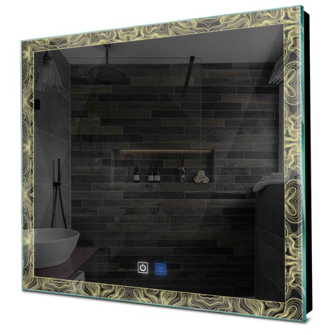 Specchio LED Quadrato | Pulsanti touch | Funzione anti-appannamento | Luce bianca calda - Reyze Serie Official Modello 8