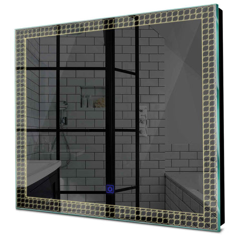 Specchio LED Quadrato | Pulsante touch | Luce bianca calda - Reyze Serie Official Modello 3