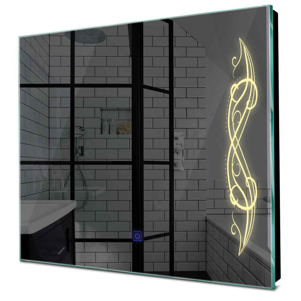 Specchio LED Quadrato | Pulsante touch | Luce bianca calda - Reyze Serie Good Vibes Modello 6