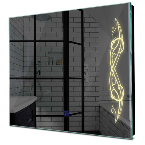 Specchio LED Quadrato | Pulsante touch | Luce bianca calda - Reyze Serie Good Vibes Modello 6