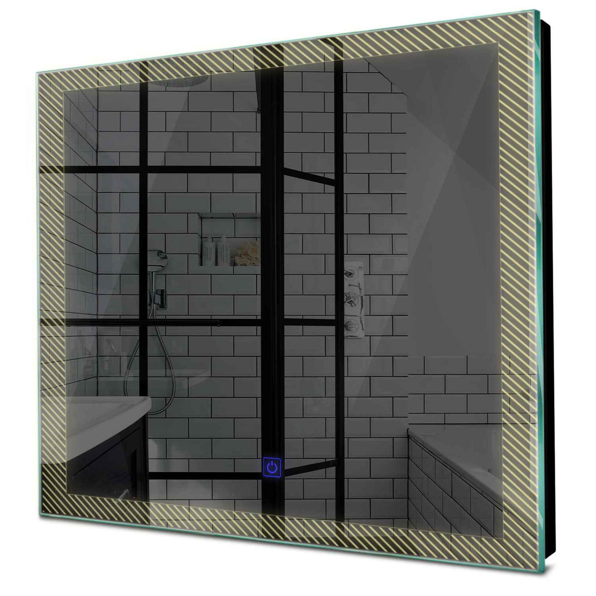 Specchio LED Quadrato | Pulsante touch | Luce bianca calda - Reyze Serie Simetria Modello 7