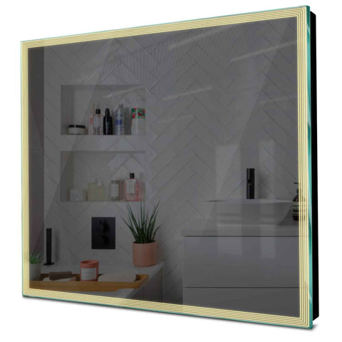 Specchio LED Quadrato | Controllo tramite interruttore a muro | Luce bianca calda - Reyze Serie Edge Modello 1