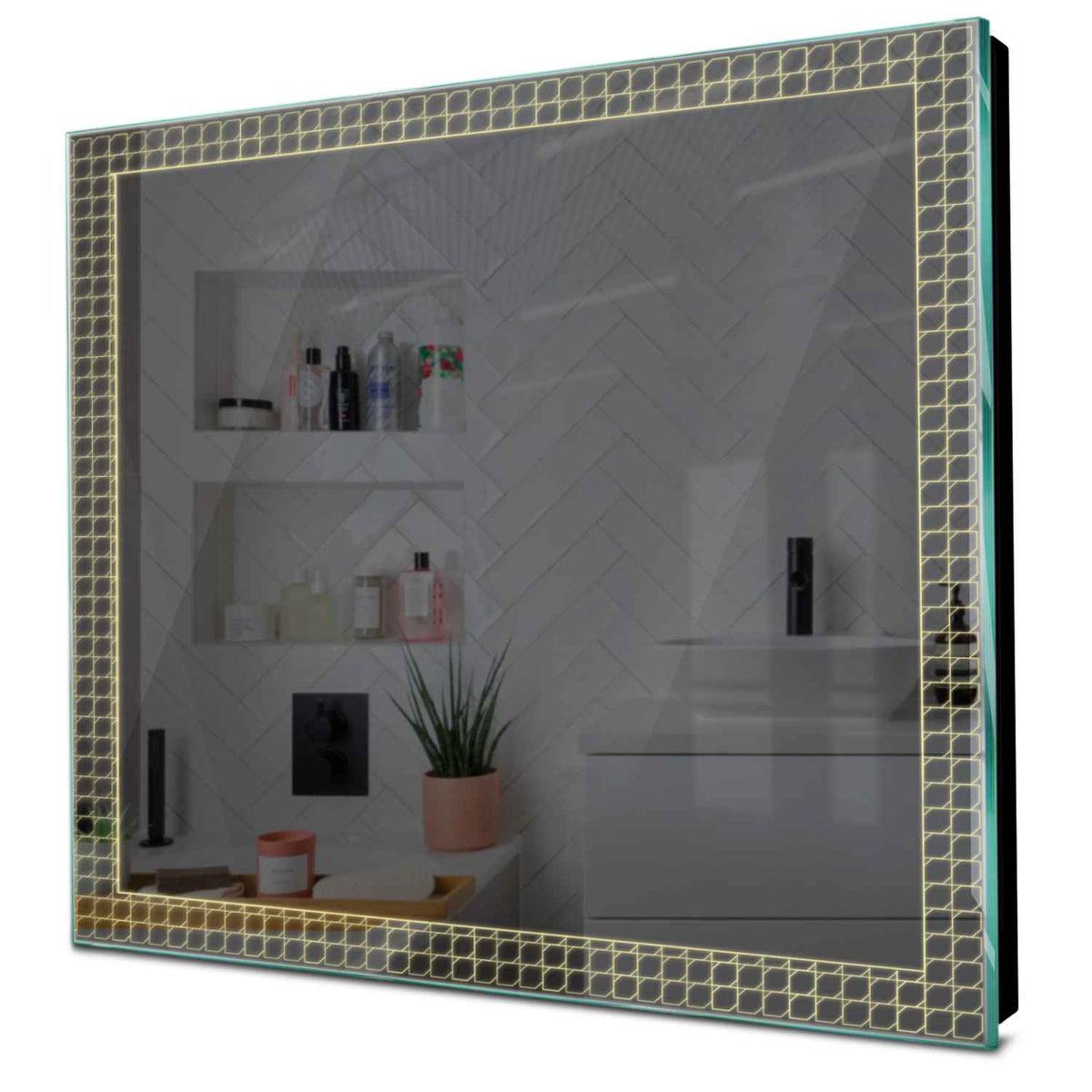 Specchio LED Quadrato | Controllo tramite interruttore a muro | Luce bianca calda - Reyze Serie Official Modello 3