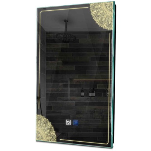 Specchio LED Verticale | Pulsanti touch | Funzione anti-appannamento | Luce bianca calda - Reyze Serie Good Vibes Modello 7