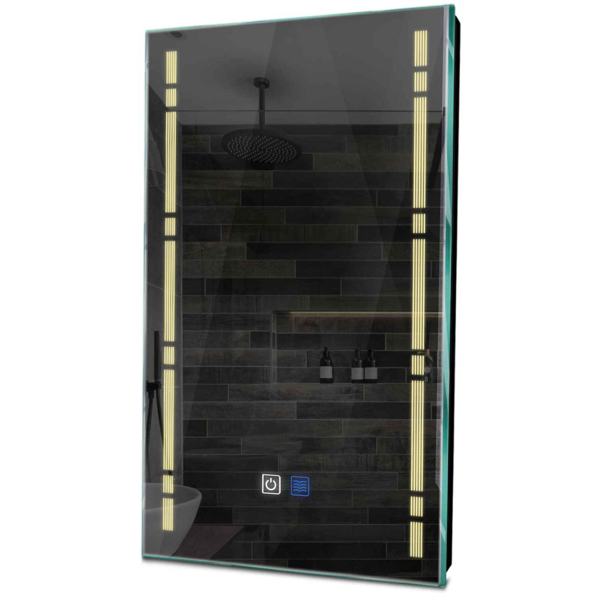 Specchio LED Verticale | Pulsanti touch | Funzione anti-appannamento | Luce bianca calda - Reyze Serie Minimal Modello 3