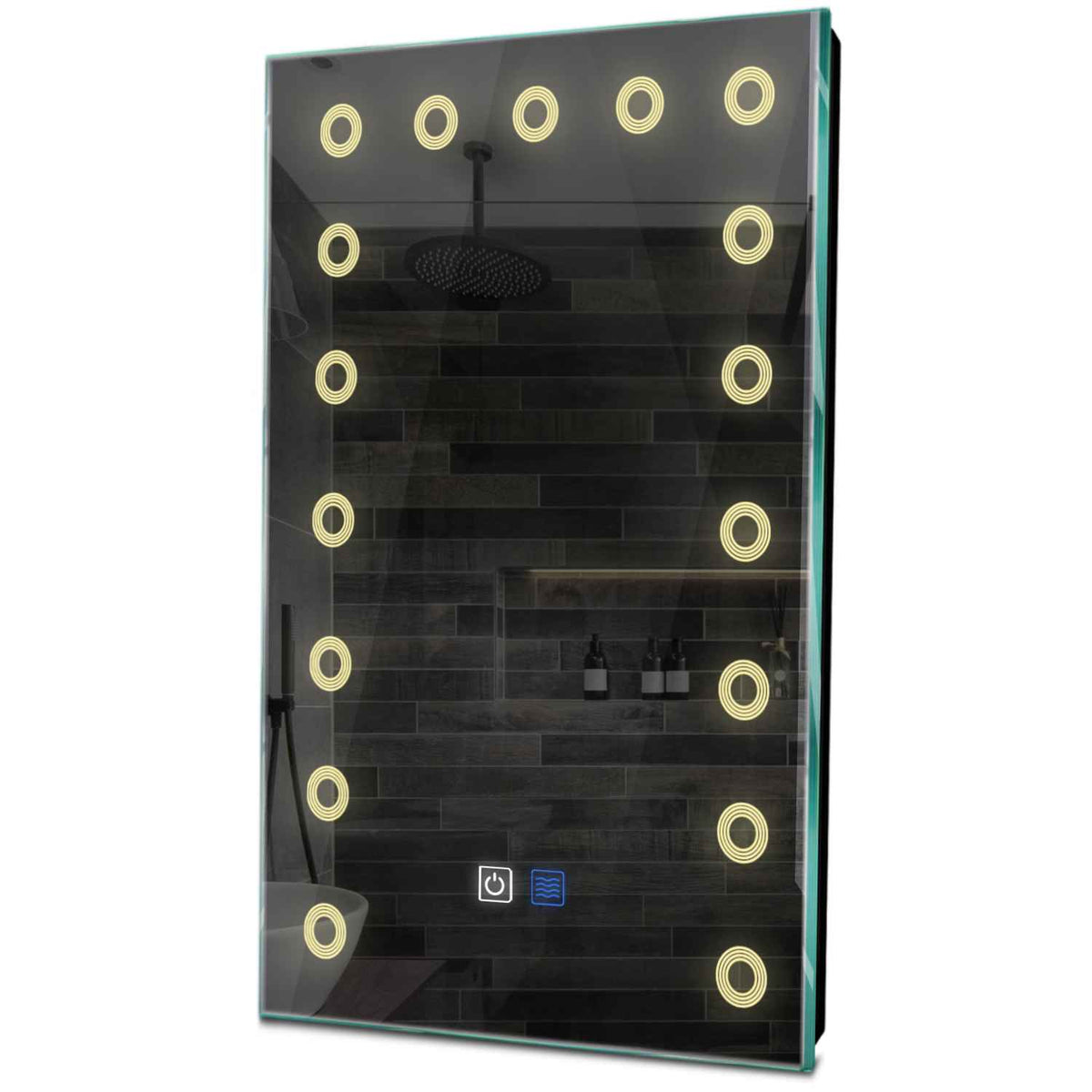 Specchio LED Verticale | Pulsanti touch | Funzione anti-appannamento | Luce bianca calda - Reyze Serie Minimal Modello 4