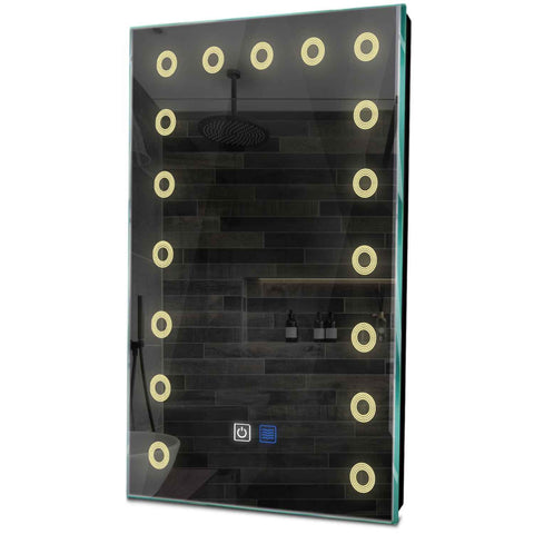 Specchio LED Verticale | Pulsanti touch | Funzione anti-appannamento | Luce bianca calda - Reyze Serie Minimal Modello 4